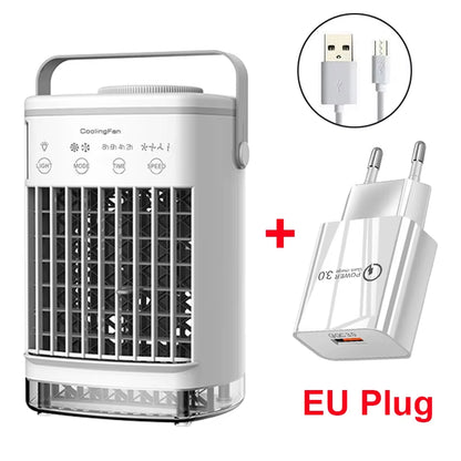 Portable Air Conditioner Mini Air Cooler USB Air Conditioning Fan 700Ml Ice Water Air Cooling Fan with Humidifier for Bedroom