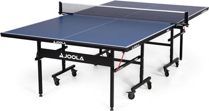 inside Professional MDF Indoor Ping Pong Table with Quick Clamp Table Tennis Net and Post Set - 10 Minute Easy Assembly - Tournament Quality - Foldable with Single Player Playback Mode