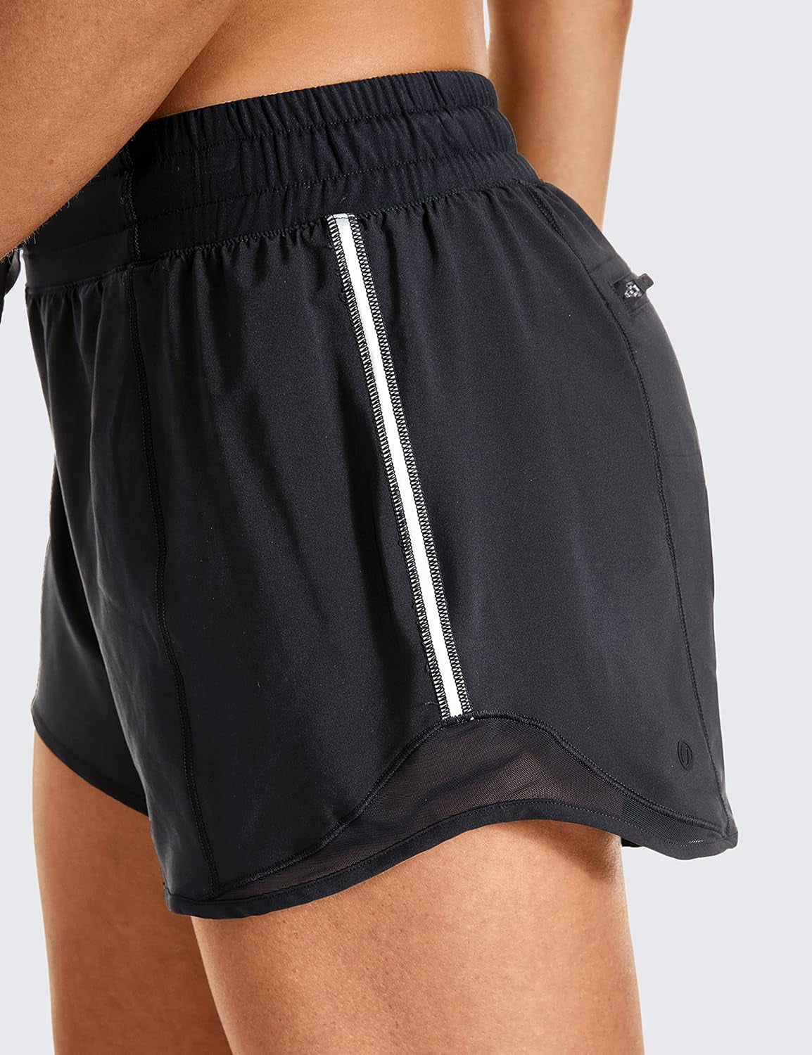 Womens Athletic Running Shorts with Zip Pocket, 4" Mid-Waist Mesh Liner Gym Workout Shorts