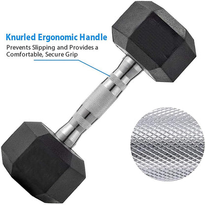 10 Lb Dumbbell Set of 2, Hand Weights Rubber Encased Dumbbell Pair, Basics Exercise Fitness Hex Dumbbells with Metal Handle for Men Women Home Gym Full Body Workout Strength Training(Us Stock)