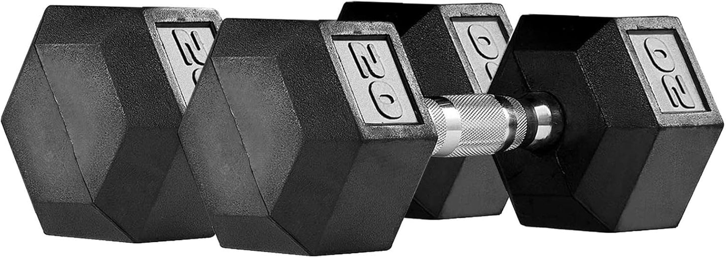 Rubber Encased Hex Dumbbell Set, Dumbbell Hand Weight for Home Gym Free Weight Training