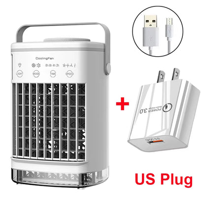 Portable Air Conditioner Mini Air Cooler USB Air Conditioning Fan 700Ml Ice Water Air Cooling Fan with Humidifier for Bedroom