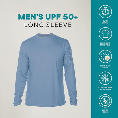 Men'S Outdoor UPF 50+ Long Sleeve T-Shirt, UV Sun Protection for Fishing, Running, Hiking, Swimming