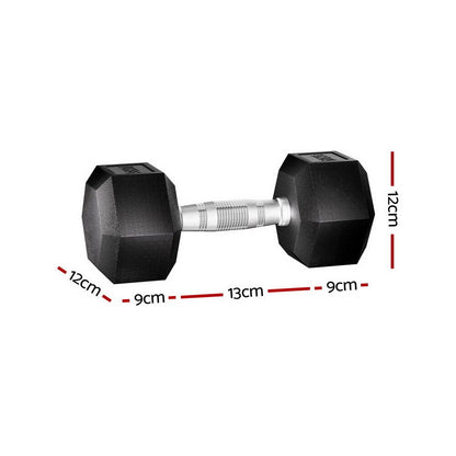 Everfit 20Kg Hex Dumbbells Set Dumbbell Weights Lifting Bench Gym Workout 2X10Kg