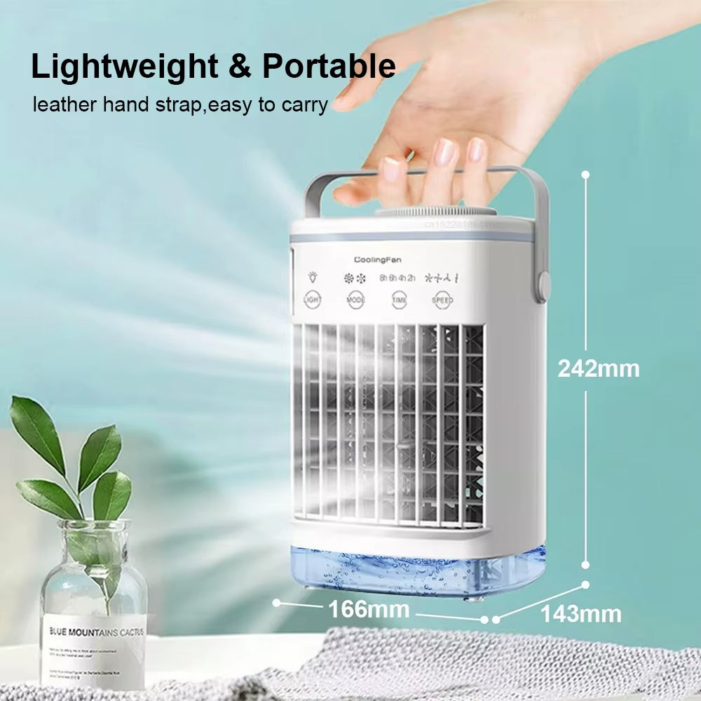 Portable Air Conditioner Mini Air Cooler USB Air Conditioning Fan 700Ml Ice Water Air Cooling Fan with Humidifier for Bedroom